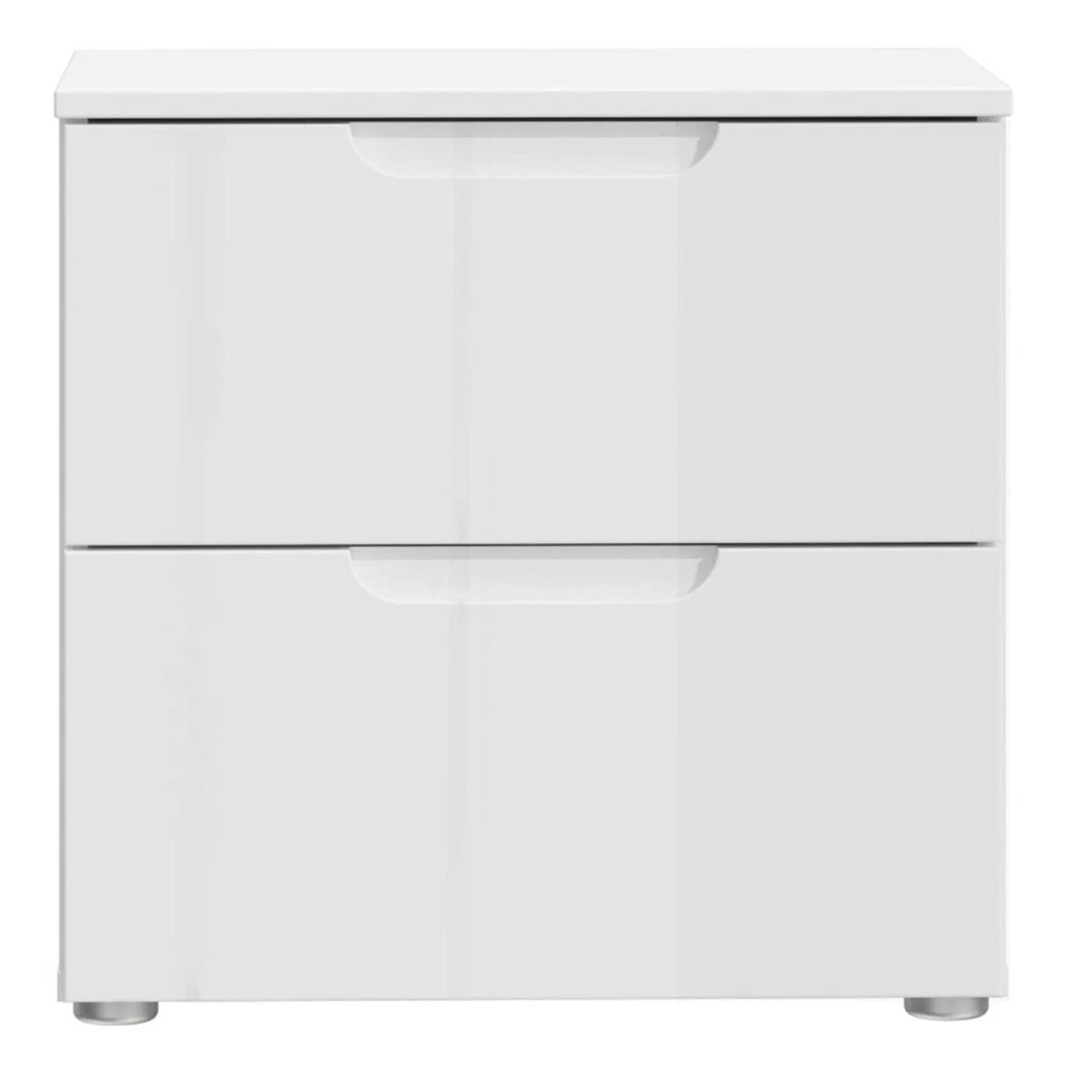 Leipzig White Gloss Bedside Table, 2 Drawers - White – image 4