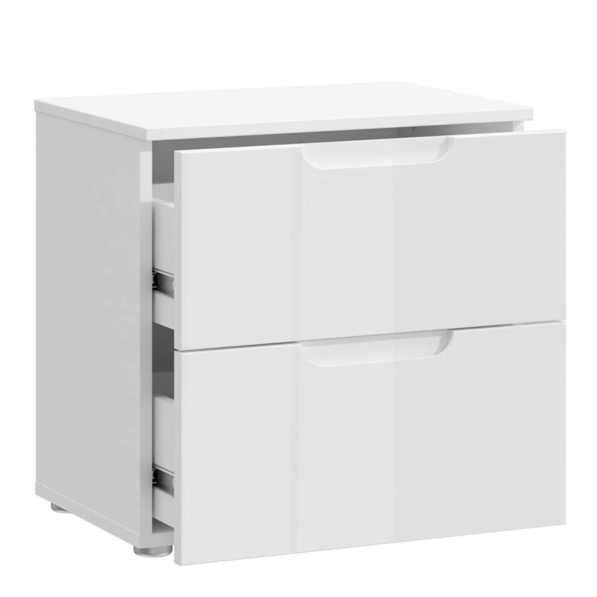 Leipzig White Gloss Bedside Table, 2 Drawers - White – image 5