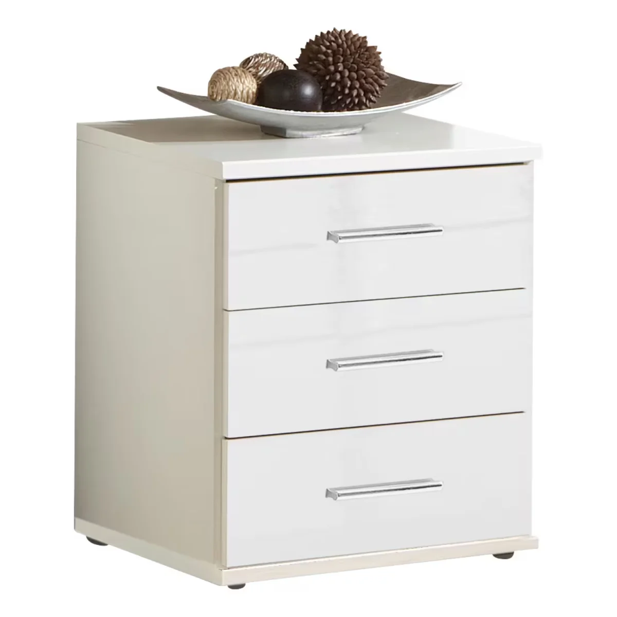 Clack White Gloss 3 Drawer Bedside Cabinet - White – image 3