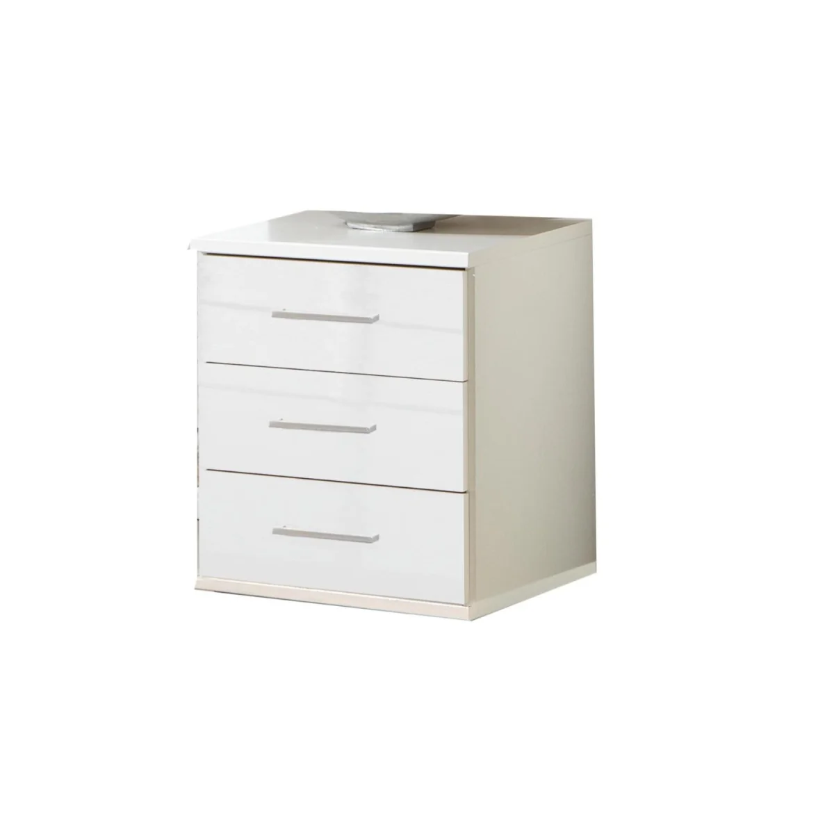 Clack White Gloss 3 Drawer Bedside Cabinet - White – image 4