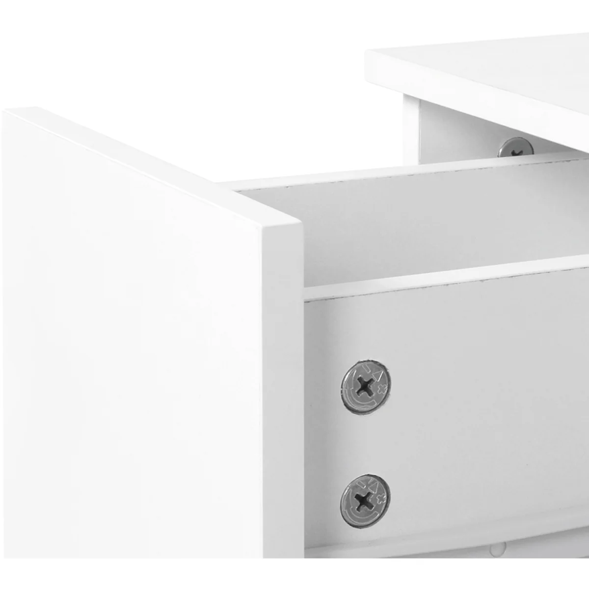 Bedside Table Cabinet  Narrow Slim Side Cabinet Drawer Open Shelf - White – image 2