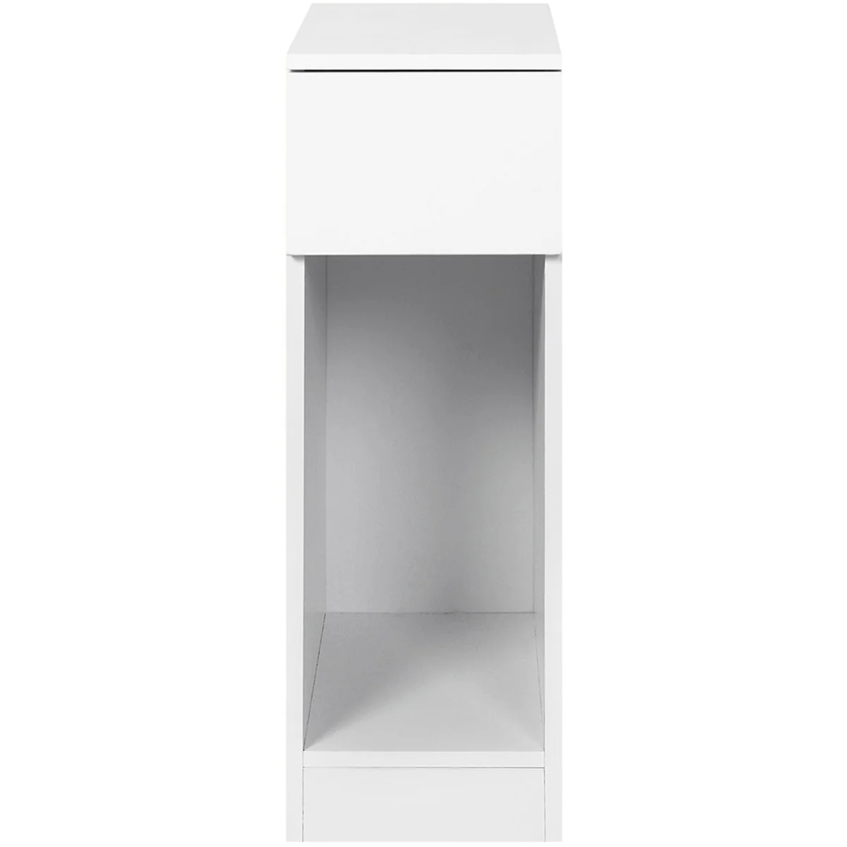 Bedside Table Cabinet  Narrow Slim Side Cabinet Drawer Open Shelf - White – image 3