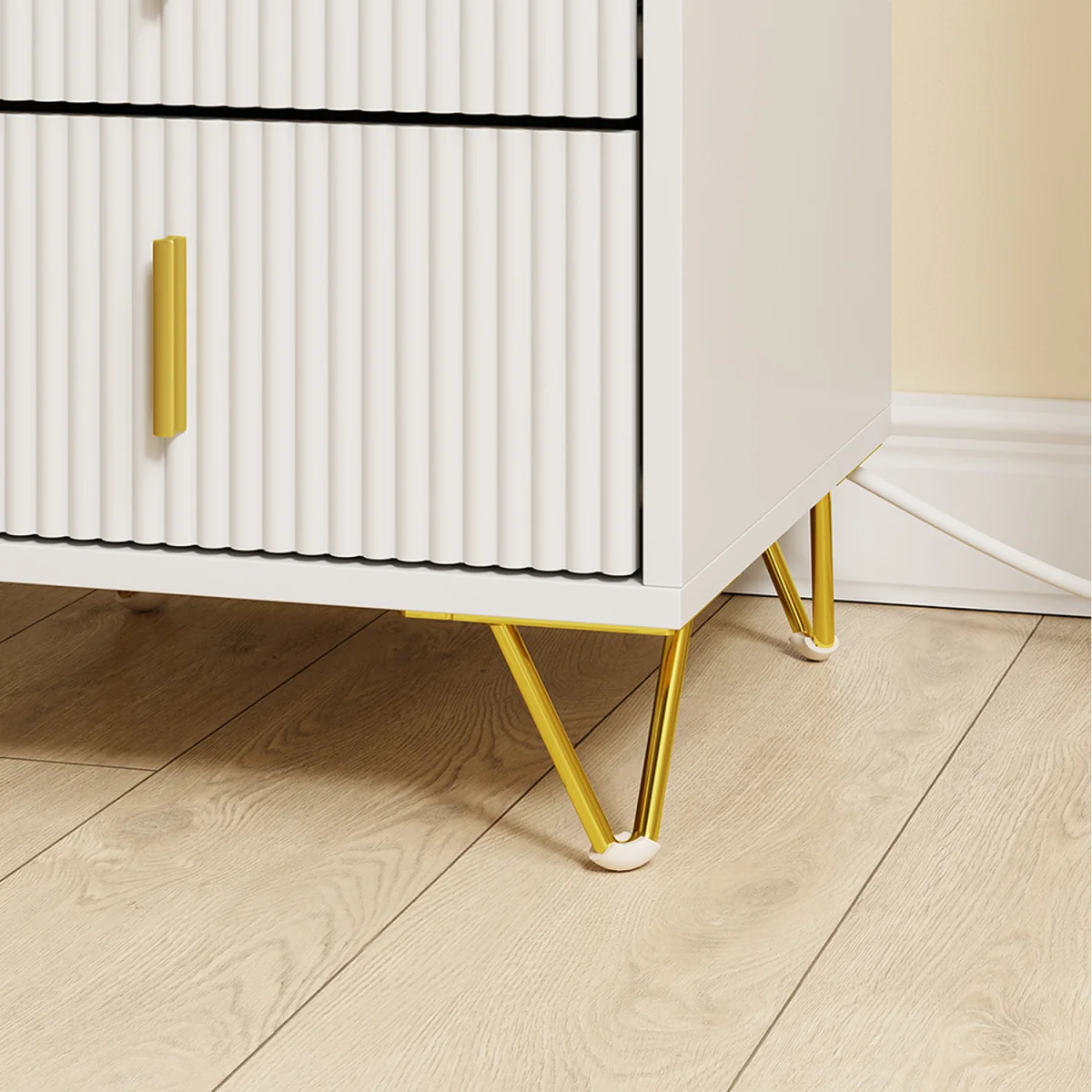 Nightstand Bedside Table with 2 Drawers and Charging Station - White – image 8