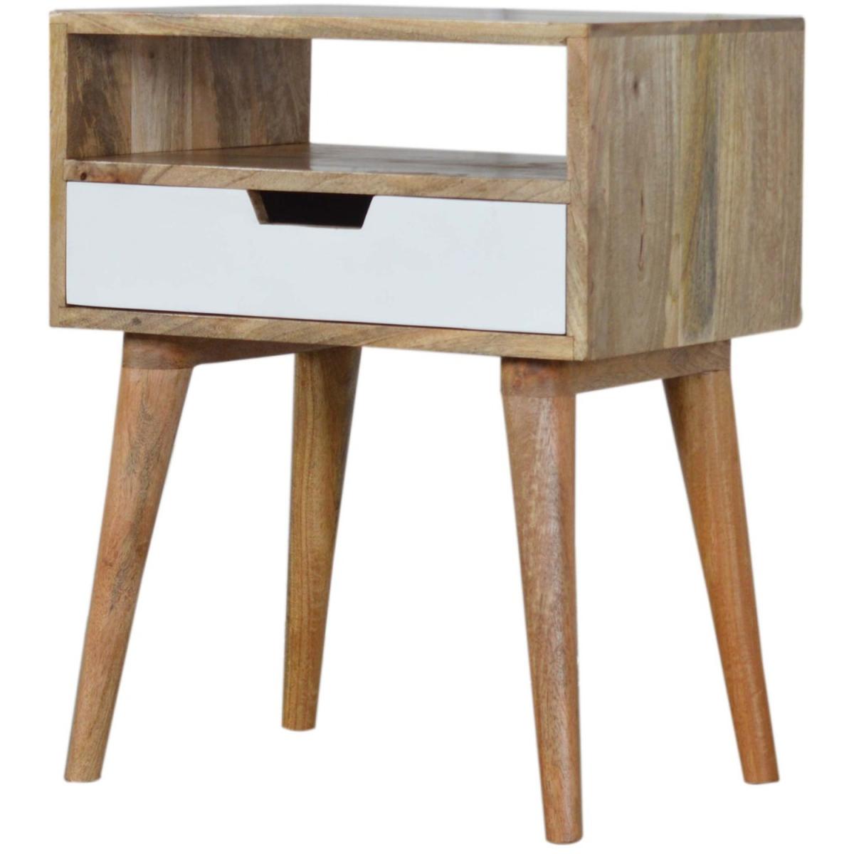 Grey And White Cut Out Bedside Table - White – image 2