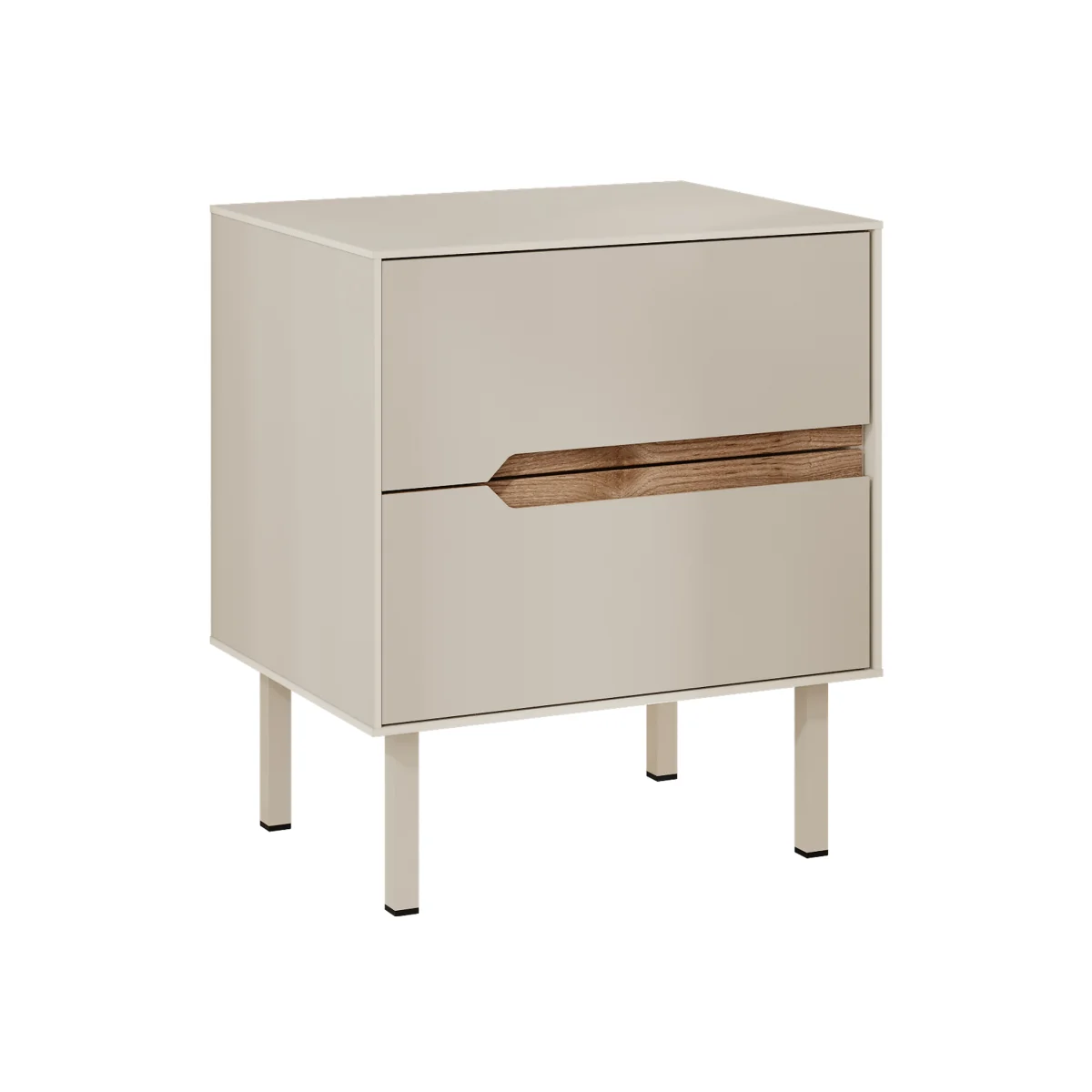 Decortie Arch Two Drawer Bedside Table - Sandstone, Whiskey Oak – image 1