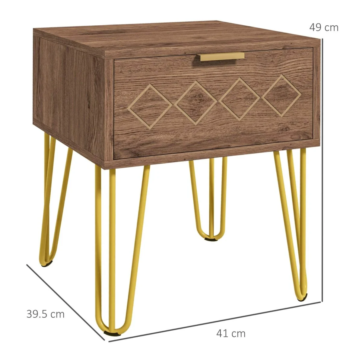 Keso Set of 2 Bedside Tables with Drawers and Gold-Tone Legs – image 4