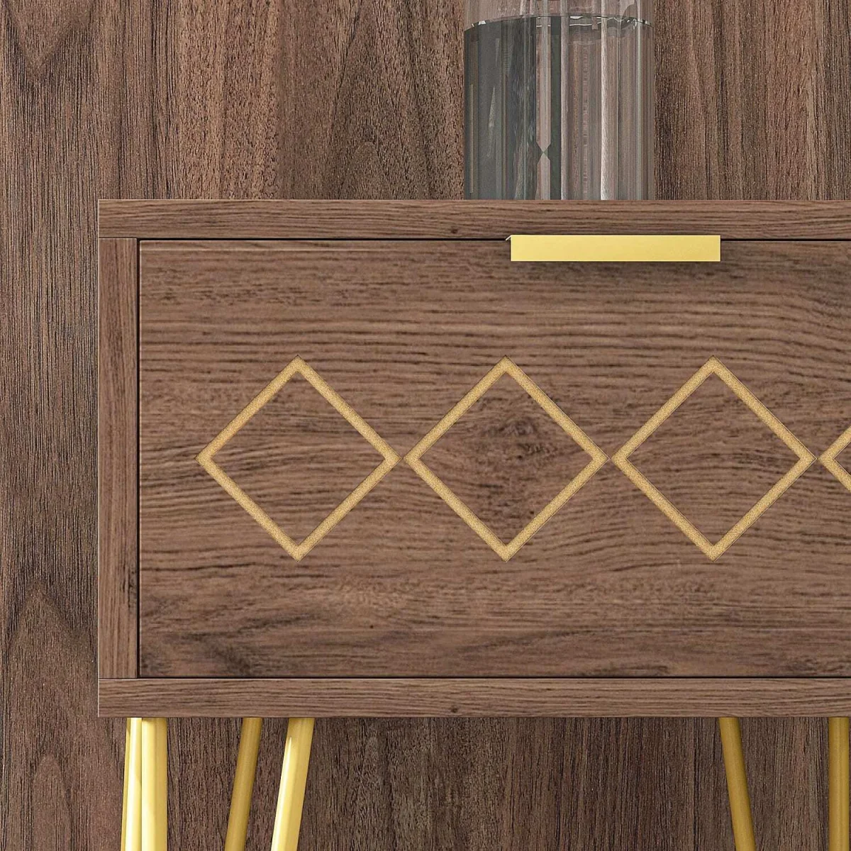 Keso Set of 2 Bedside Tables with Drawers and Gold-Tone Legs – image 8