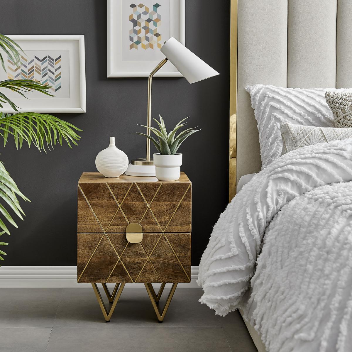 Kira Solid Honey Wood Bedside Table - Honey Wood – image 2