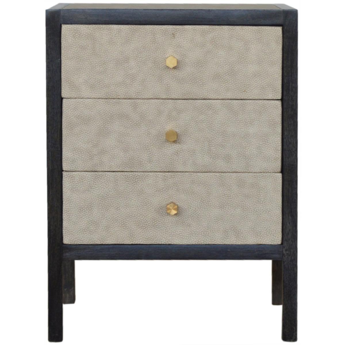 Faux Leather Wooden Design Perfectly Frame Bedside Table - Dark Grey – image 2
