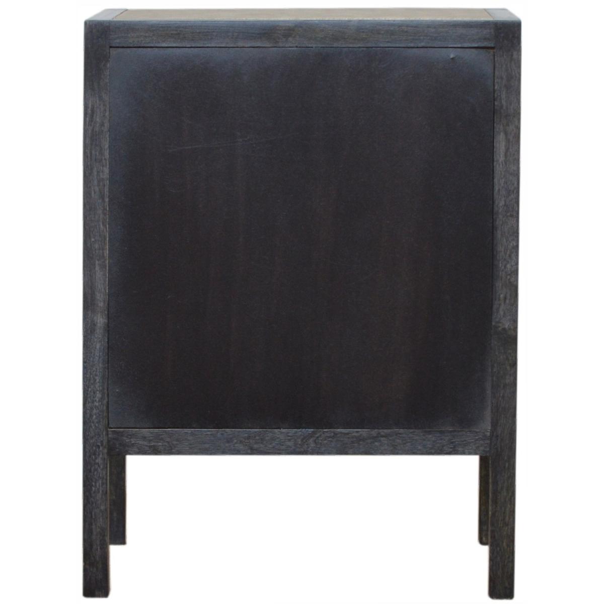 Faux Leather Wooden Design Perfectly Frame Bedside Table - Dark Grey – image 3
