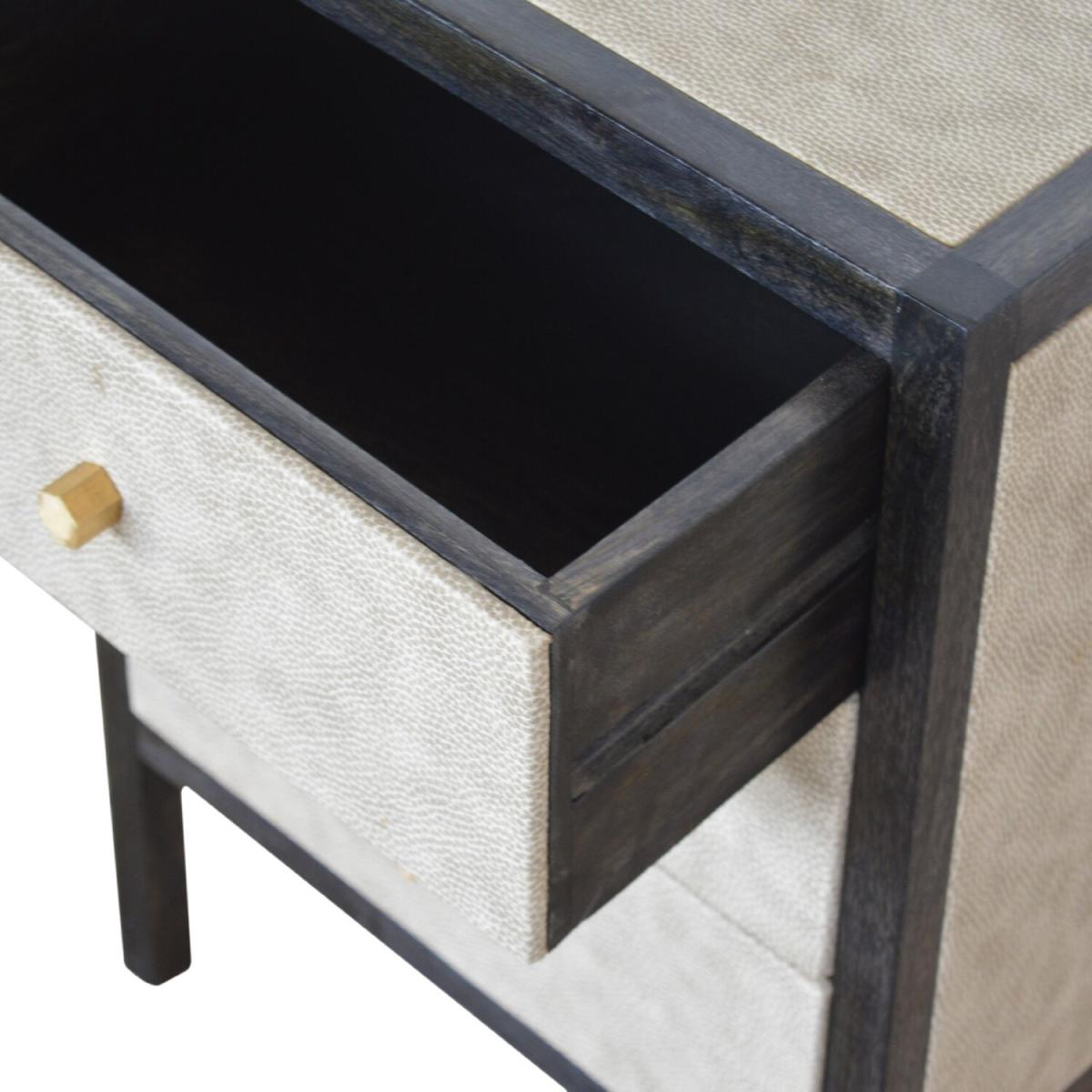 Faux Leather Wooden Design Perfectly Frame Bedside Table - Dark Grey – image 4