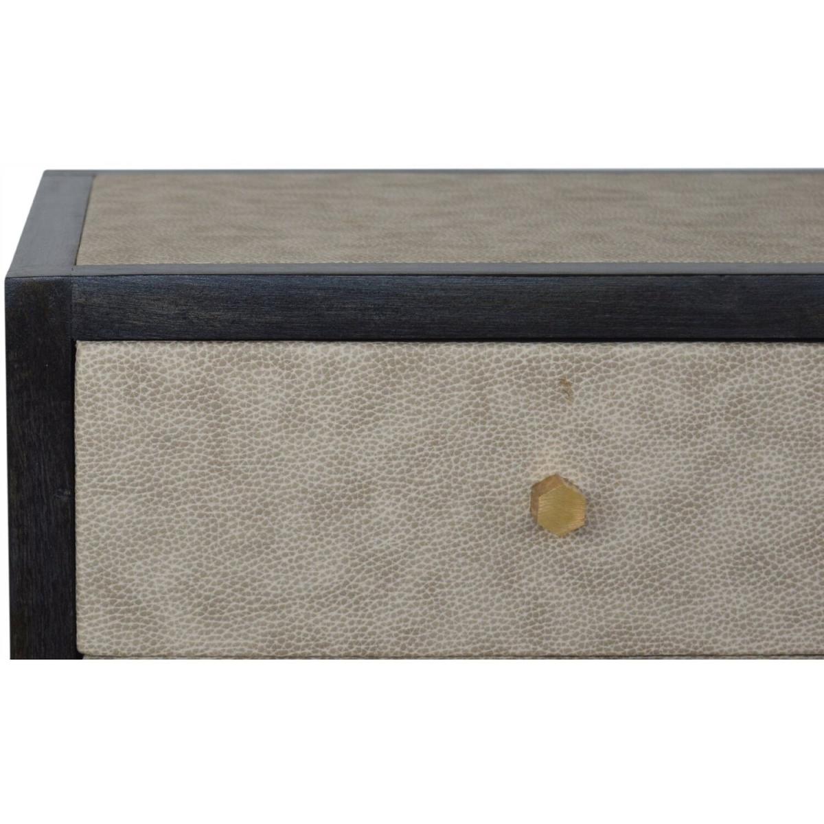 Faux Leather Wooden Design Perfectly Frame Bedside Table - Dark Grey – image 5