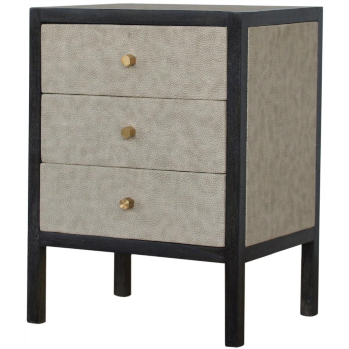 Faux Leather Wooden Design Perfectly Frame Bedside Table - Dark Grey – image 7
