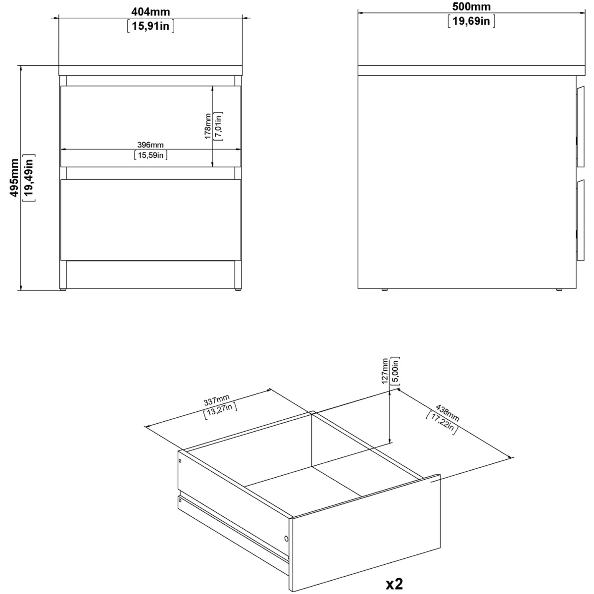 Naia Bedside 2 drawers in Jackson Hickory - Cashmere Jackson Hickory – image 42