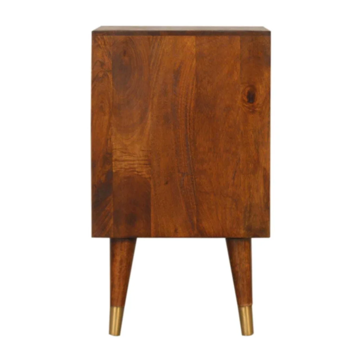 Merano Mango Wood Bedside - 2-Drawer Chestnut Finish with Brass Accents - Brown – image 3