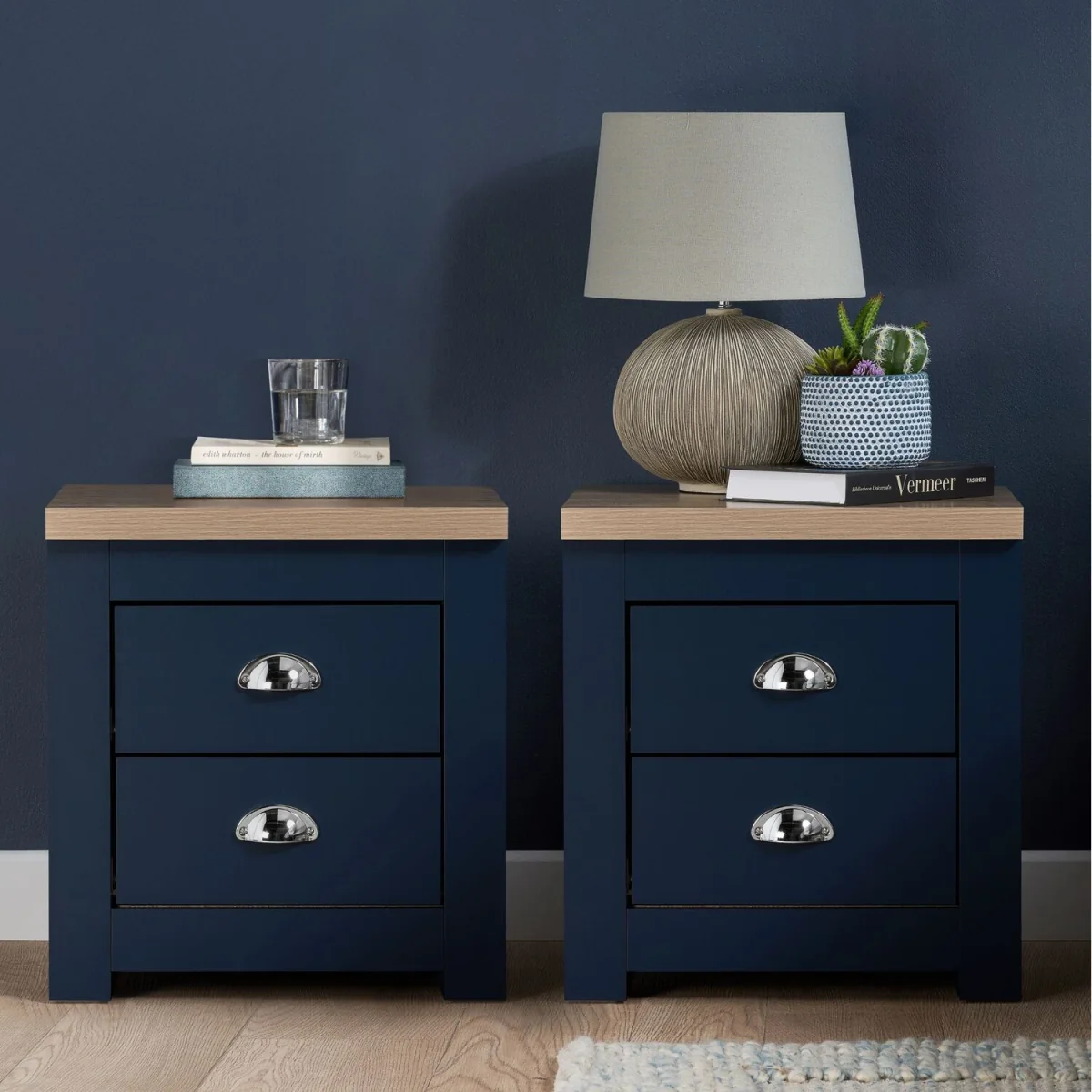 Highgate Pair Of Bedsides 2 Drawer Bundle - Navy Blue – image 2