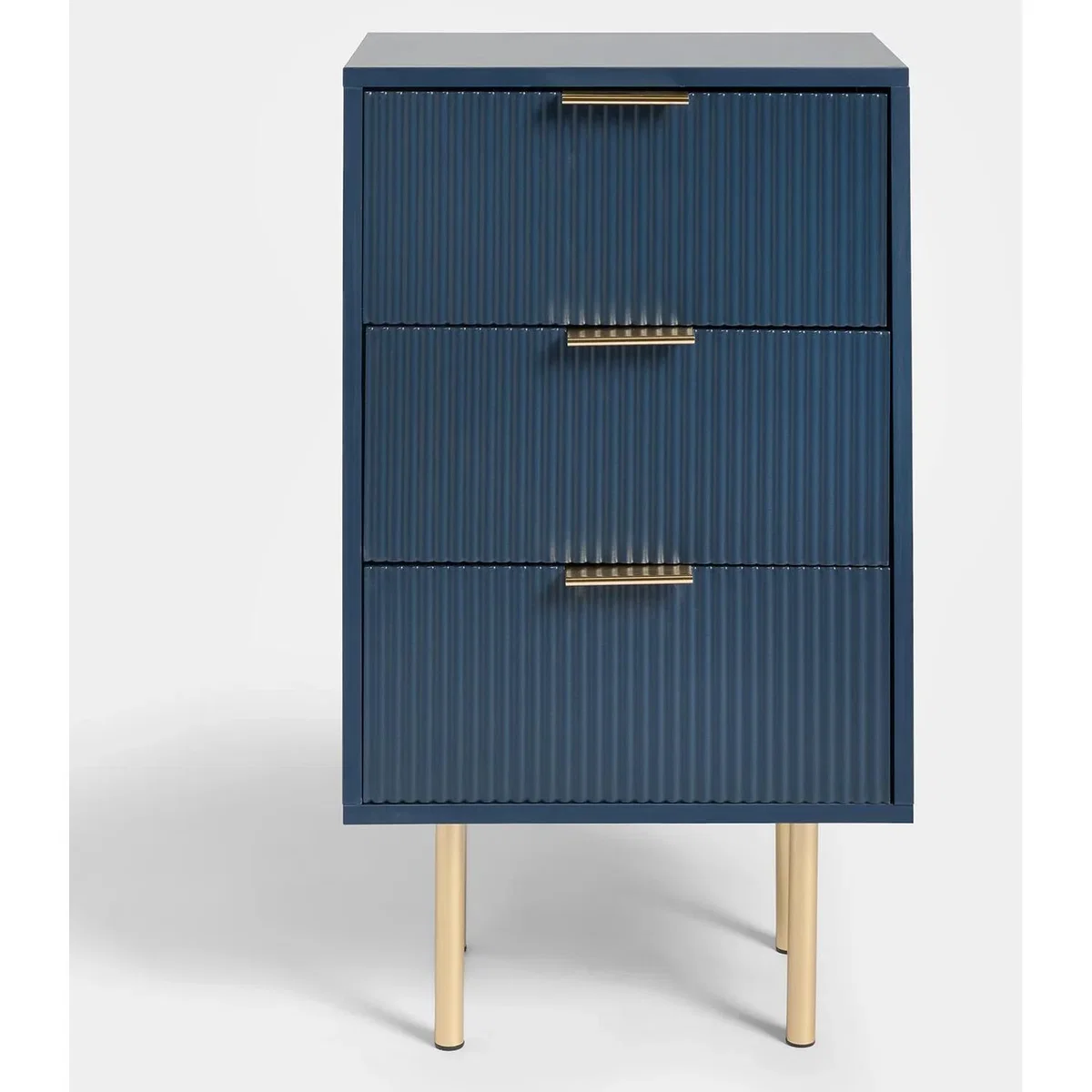 OHS Ribbed 3-Drawer Bedside Table - Navy – image 4