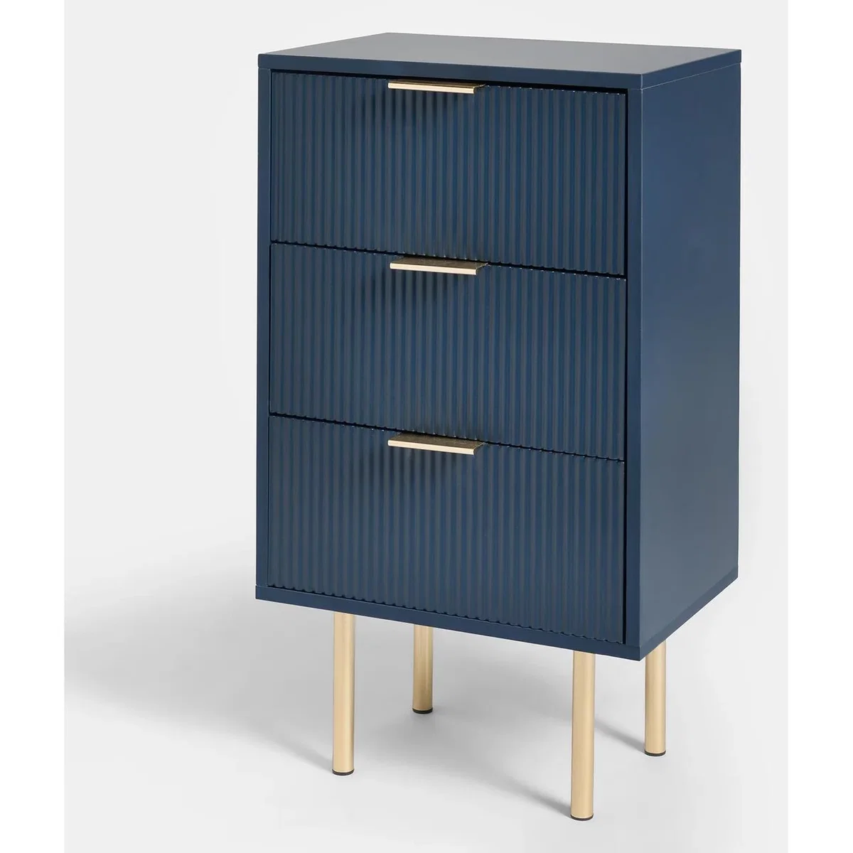 OHS Ribbed 3-Drawer Bedside Table - Navy – image 5