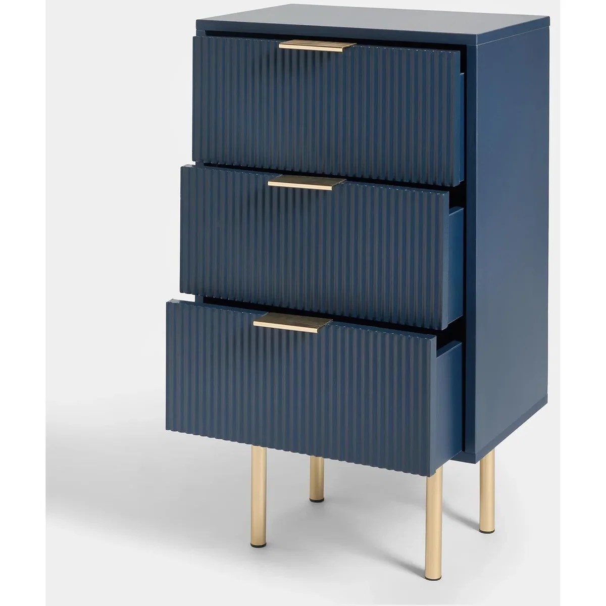 OHS Ribbed 3-Drawer Bedside Table - Navy – image 6