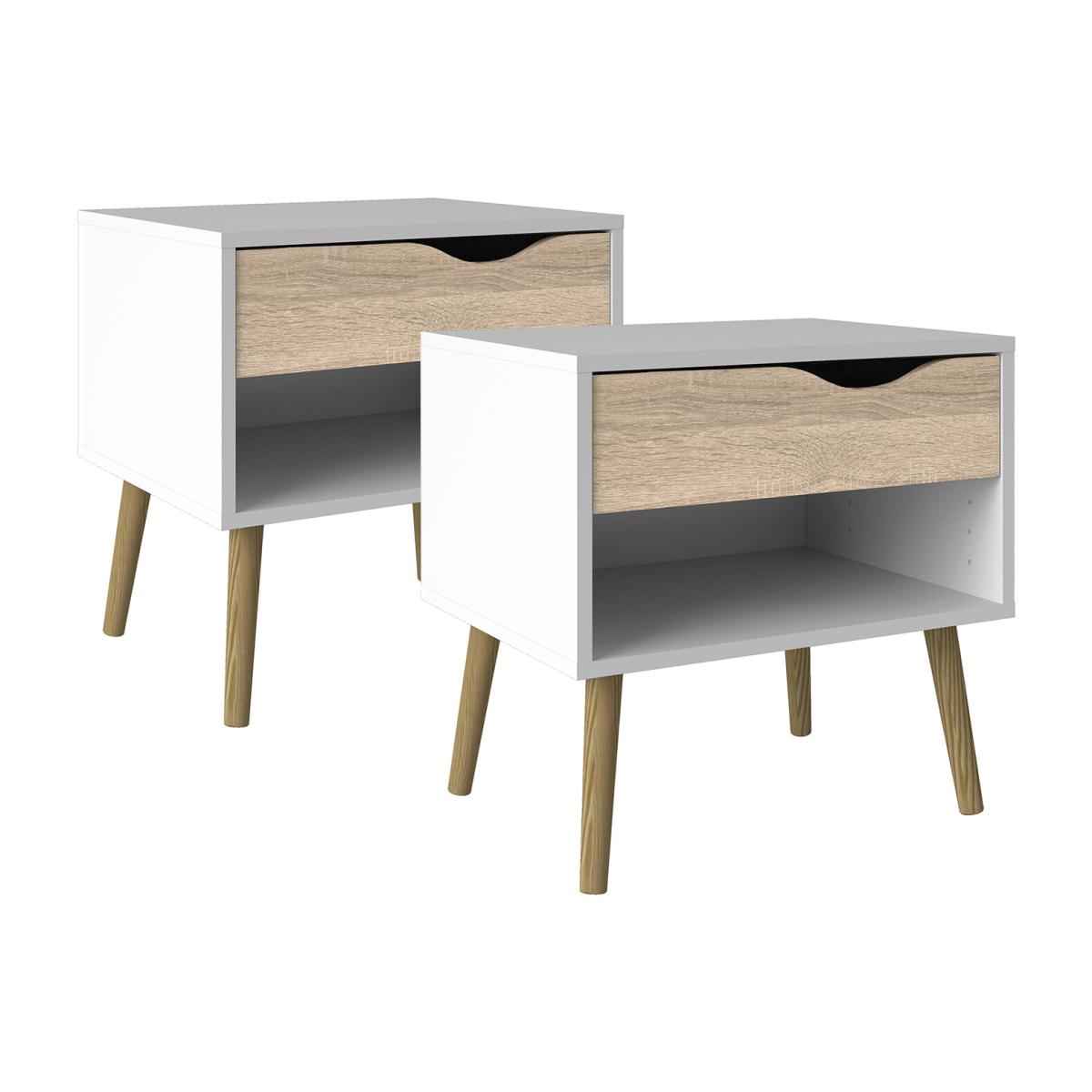 Set of 2 Oslo Bedside Drawers - White