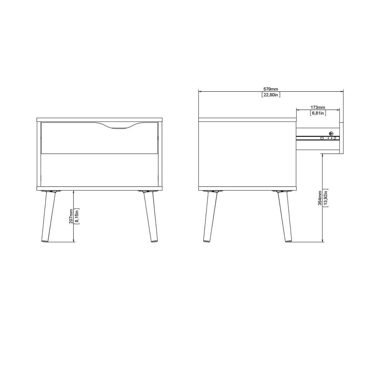 Oslo 1-Drawer Bedside Table - Black and Oak – image 14