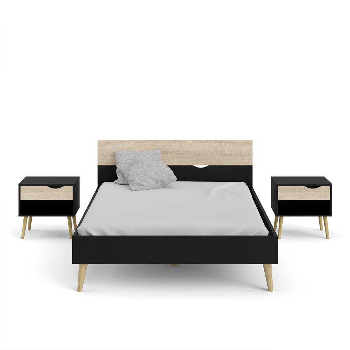 Oslo 1-Drawer Bedside Table - Black and Oak – image 7