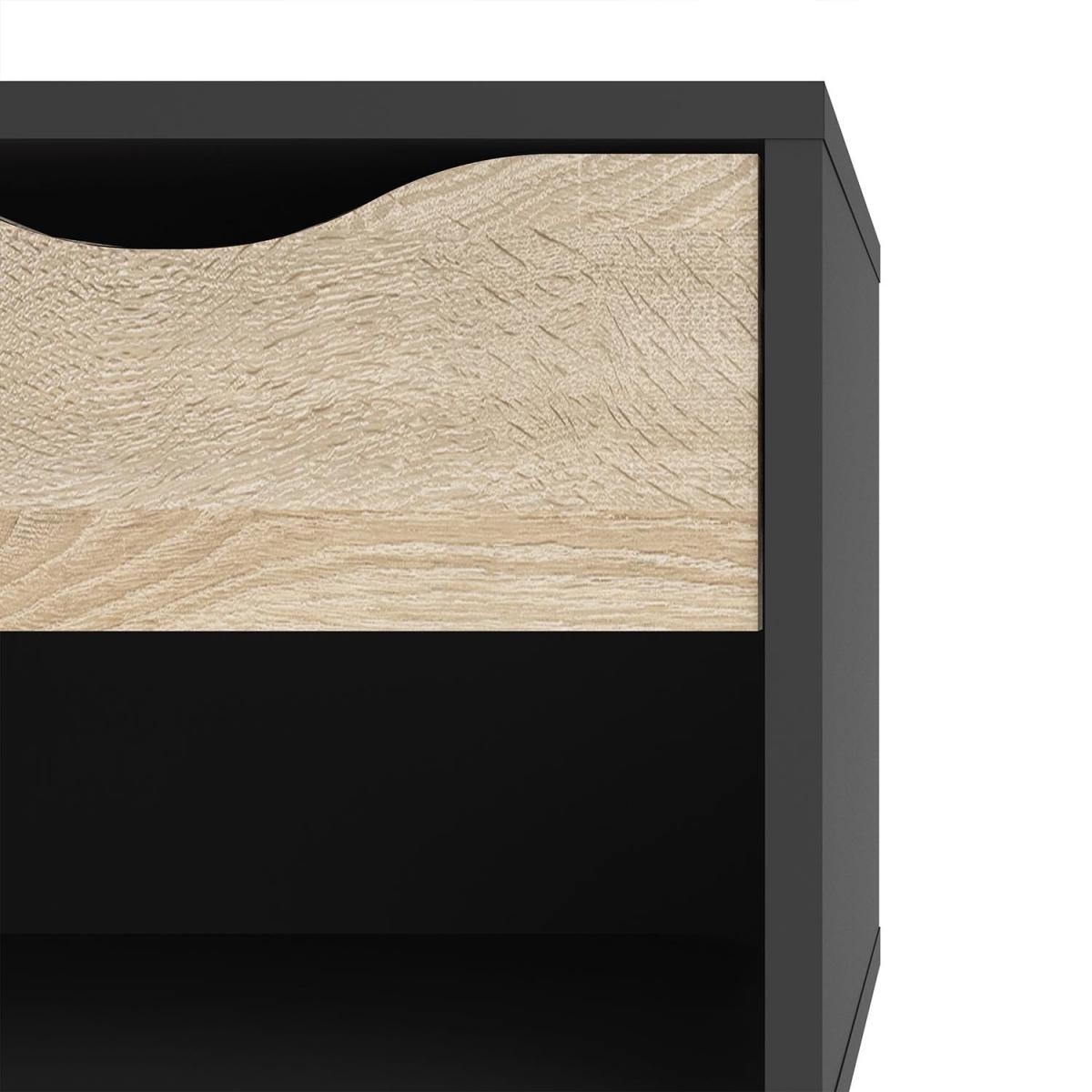 Oslo 1-Drawer Bedside Table - Black and Oak – image 8