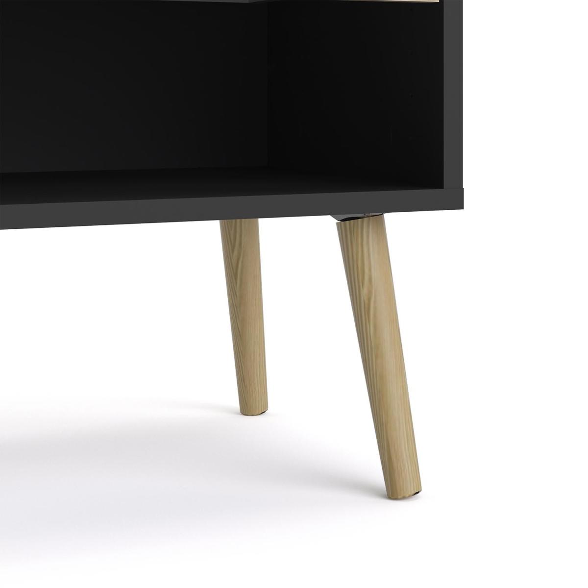 Oslo 1-Drawer Bedside Table - Black and Oak – image 9
