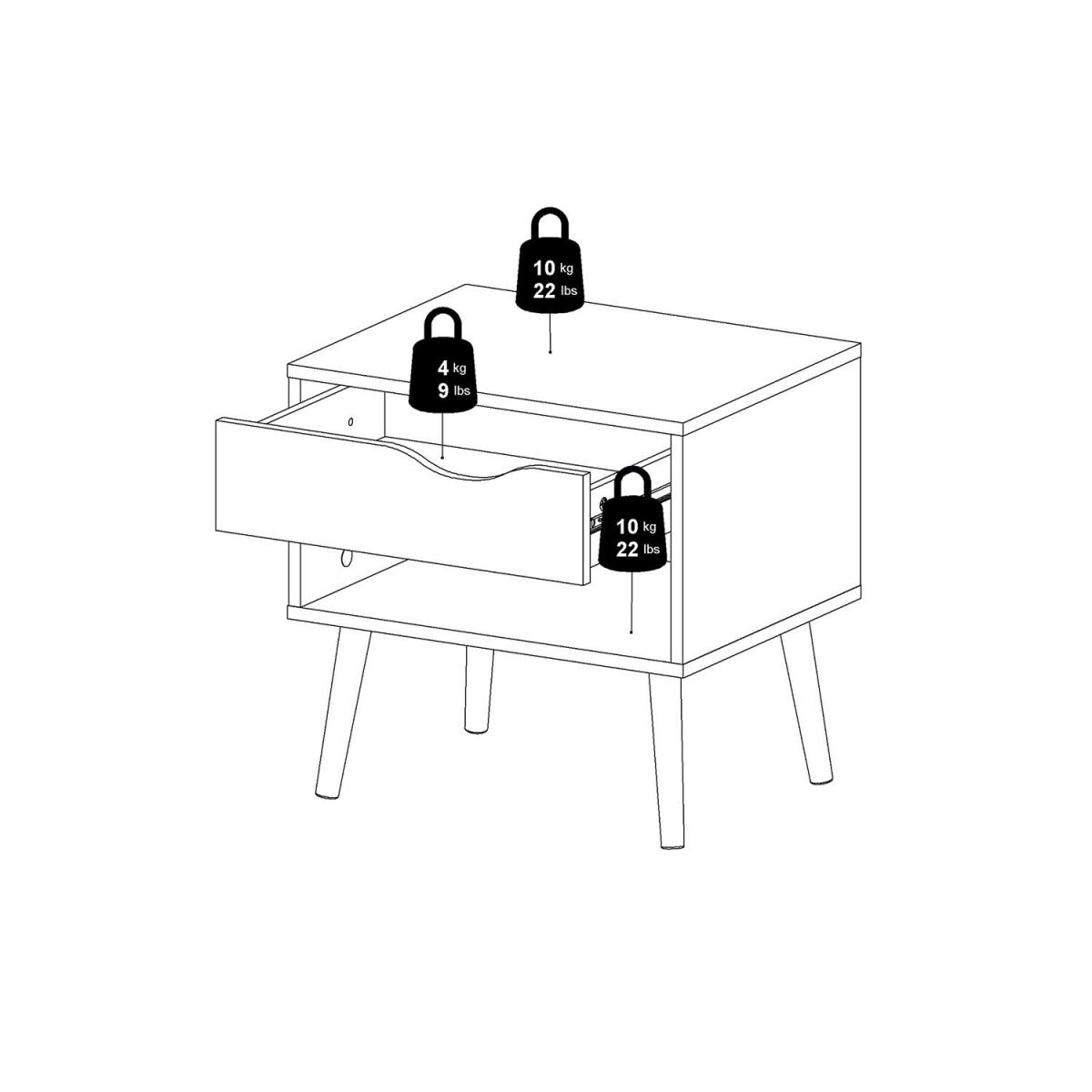 Oslo 1-Drawer Bedside Table - Black and Oak – image 10