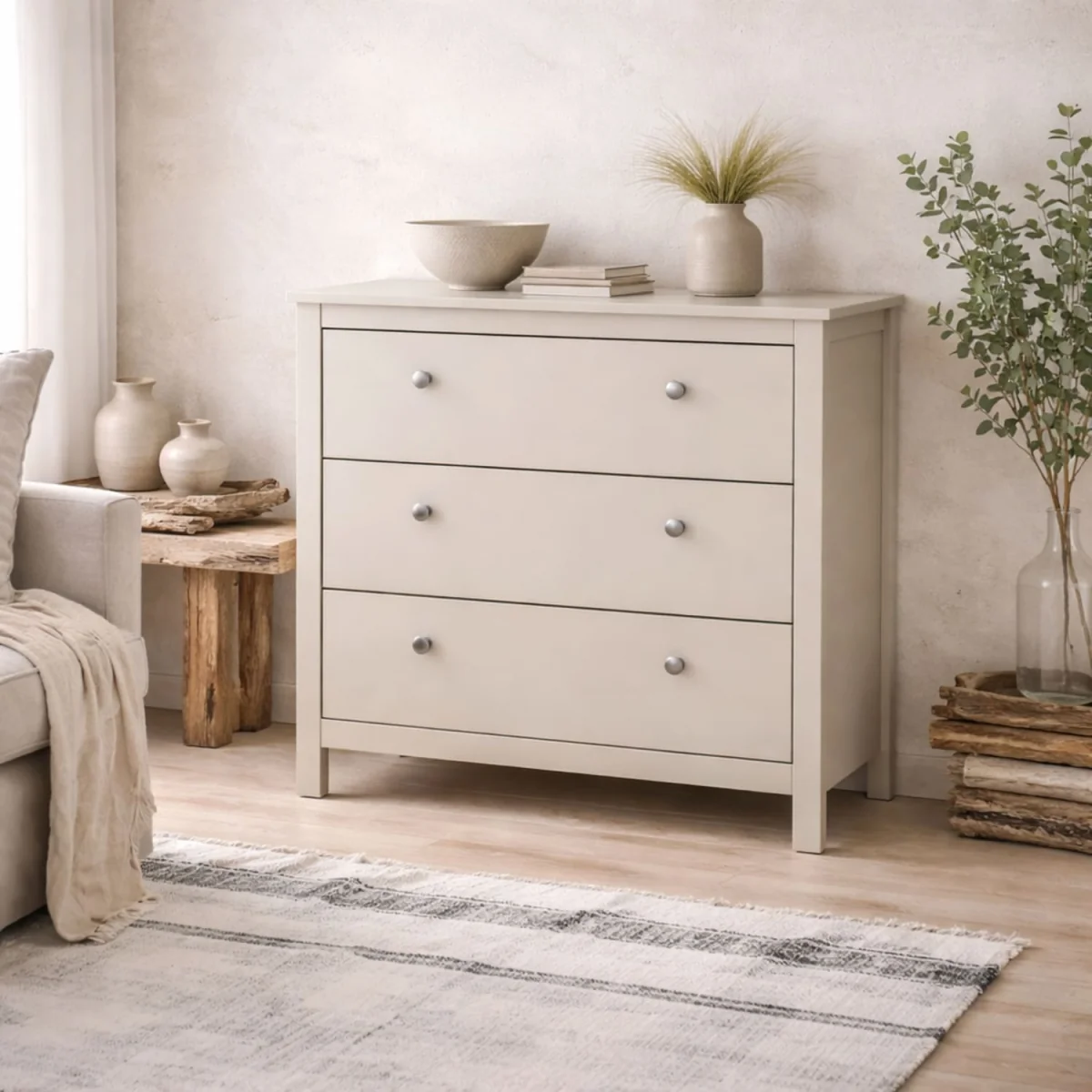 Wyld Haus Gossmere Natural Cashmere 2-Drawer Bedside Chest Cream - Neutral – image 1