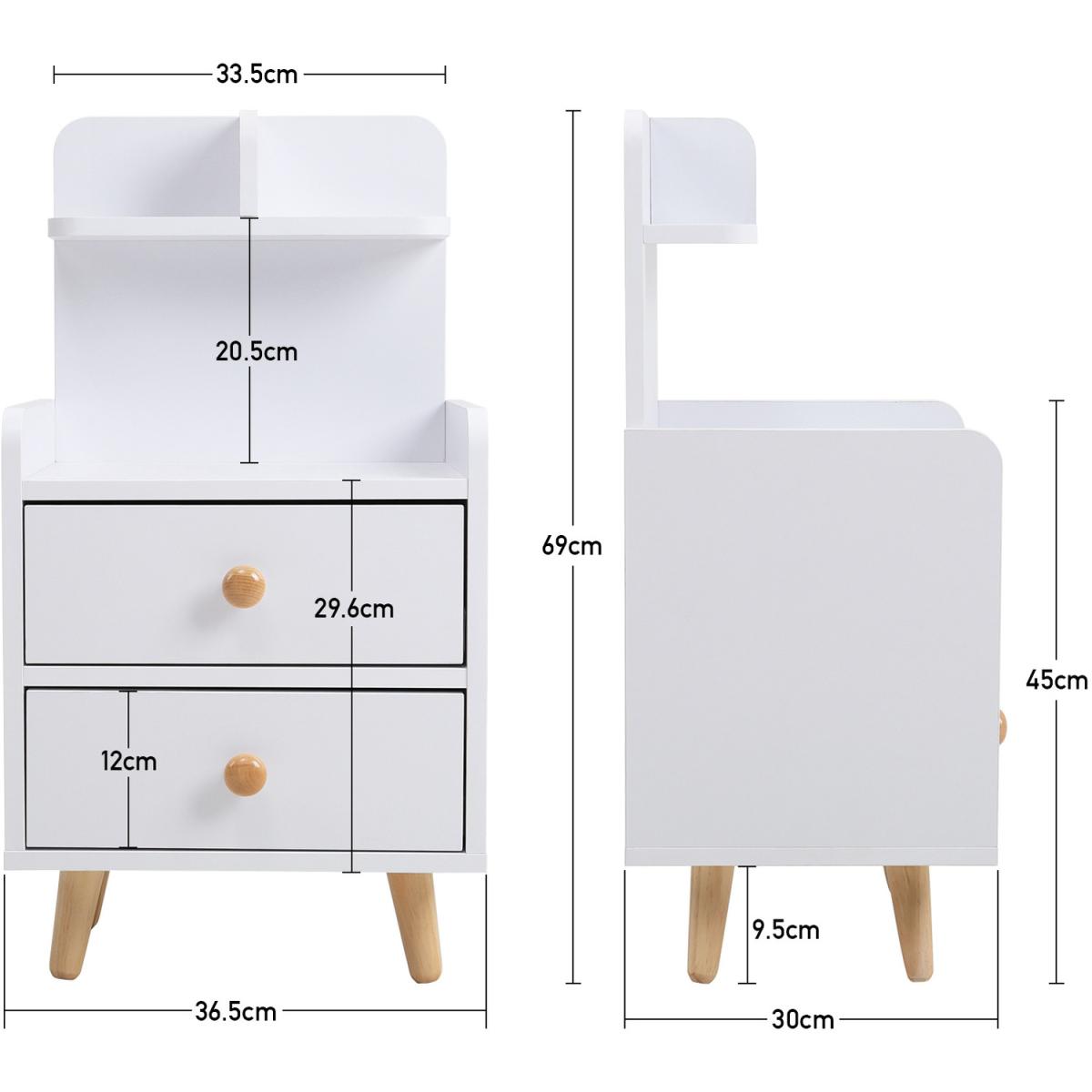 Simple Style Bedside Table  - White / 13kg – image 4