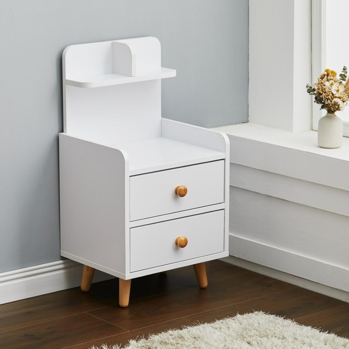 Simple Style Bedside Table  - White / 13kg – image 5