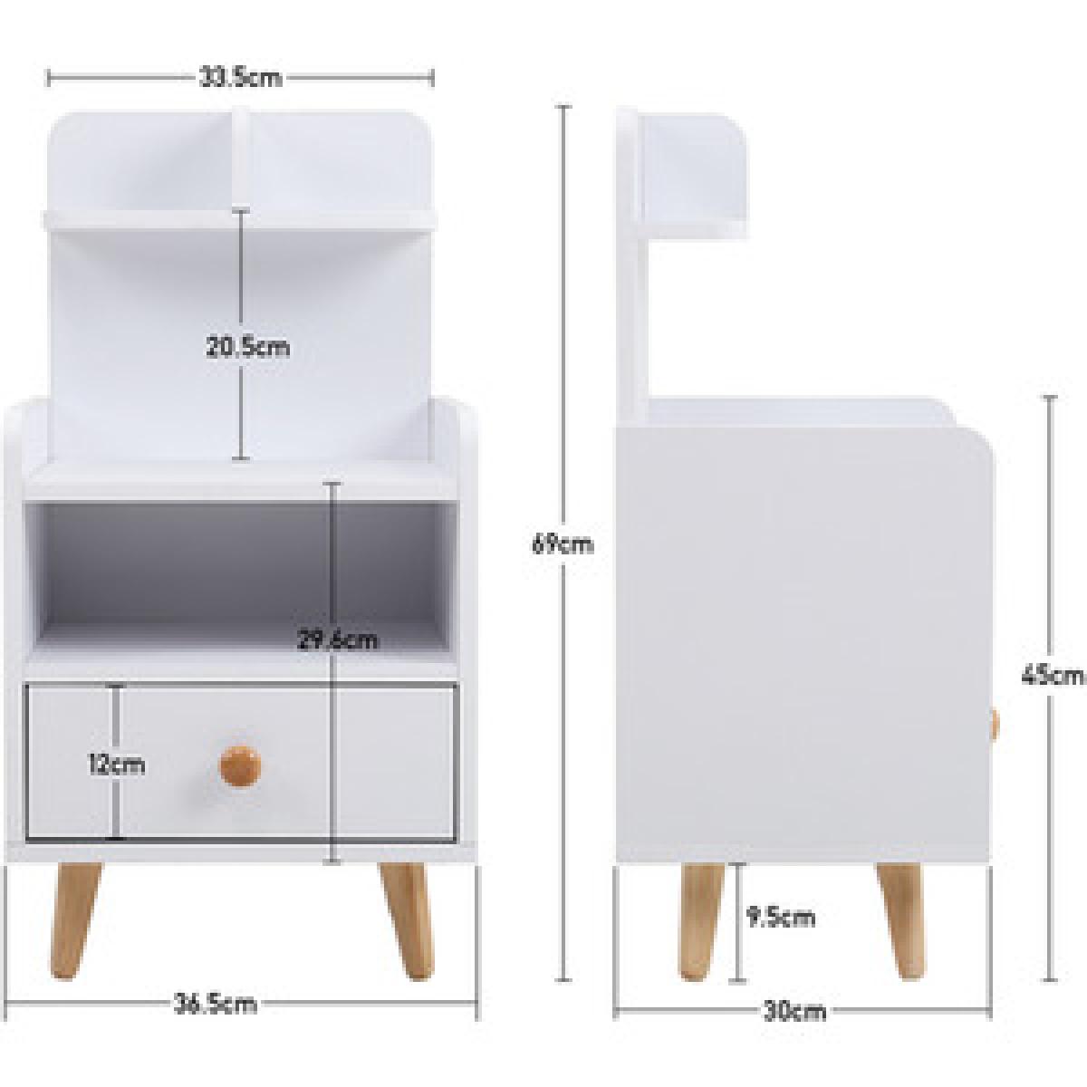 Simple Style Bedside Table  - White / 13kg – image 10