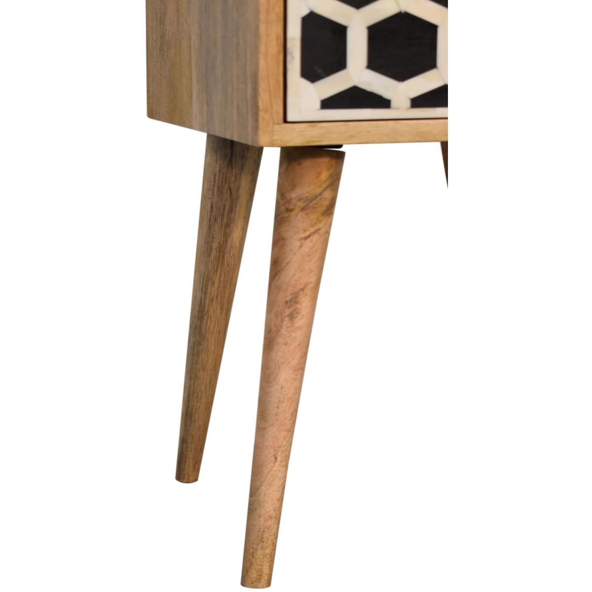 Mini Bone Inlay 2 Drawer Modern Style Tabletop Bedside Table - Black – image 3