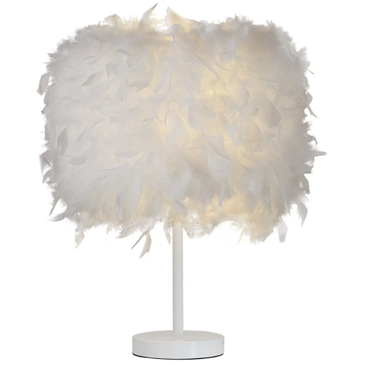 Modern Style Feather Bedside Table Lamp - White – image 3