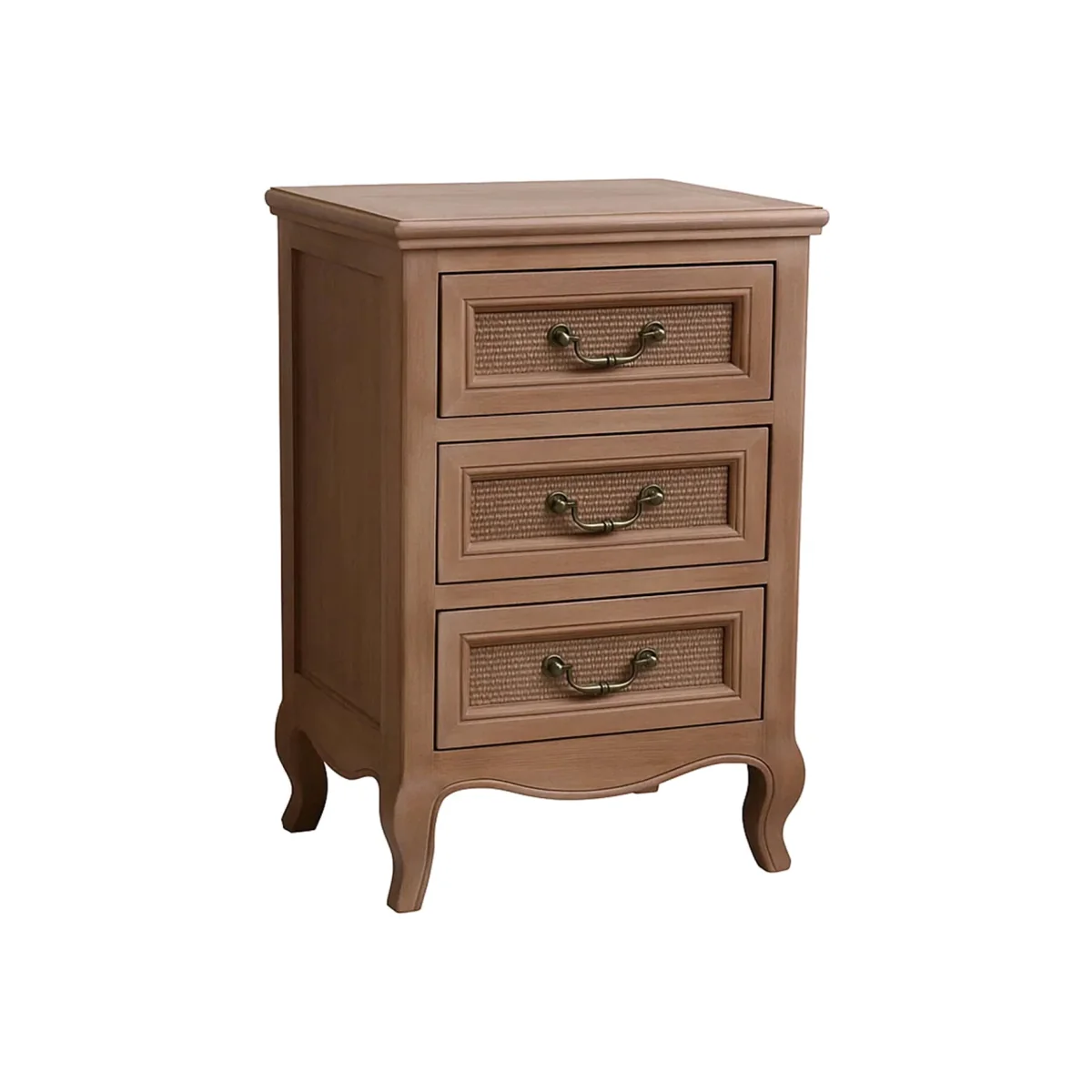 Pack of 2 Hessian Solid Wood 3 Drawer Bedside Tables – image 1