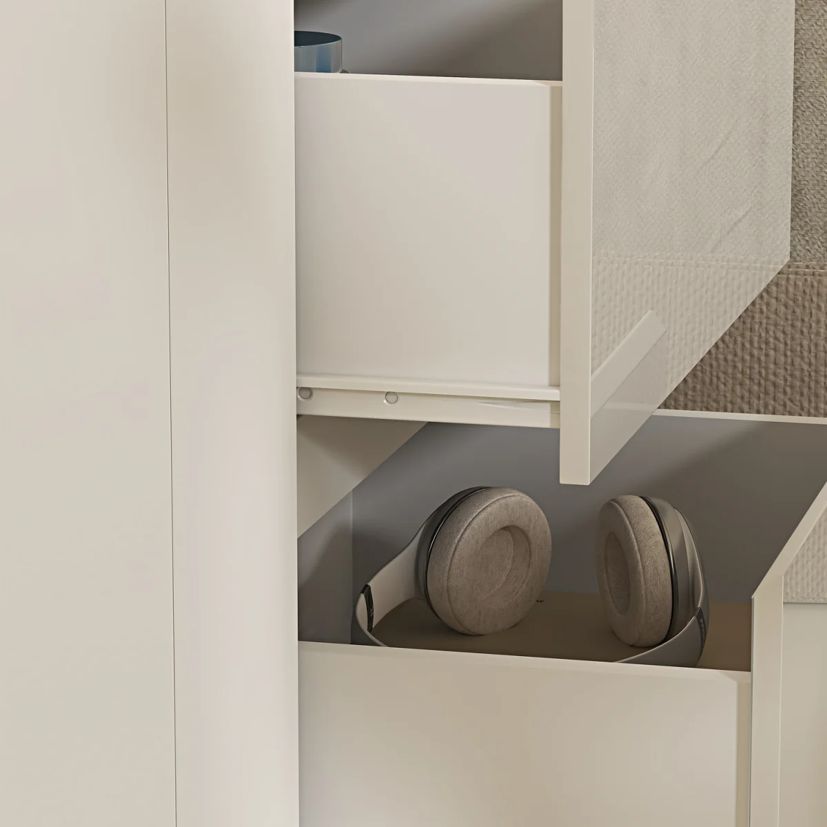 Ardenza White High Gloss 2 Drawer Bedside Cabinet  - White & White Gloss – image 7