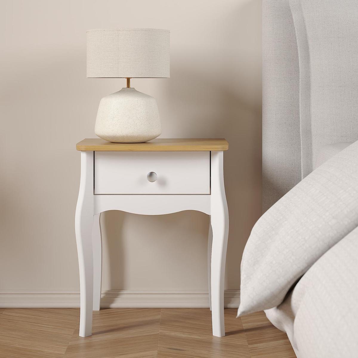 Baroque Nightstand - White & Pine – image 5