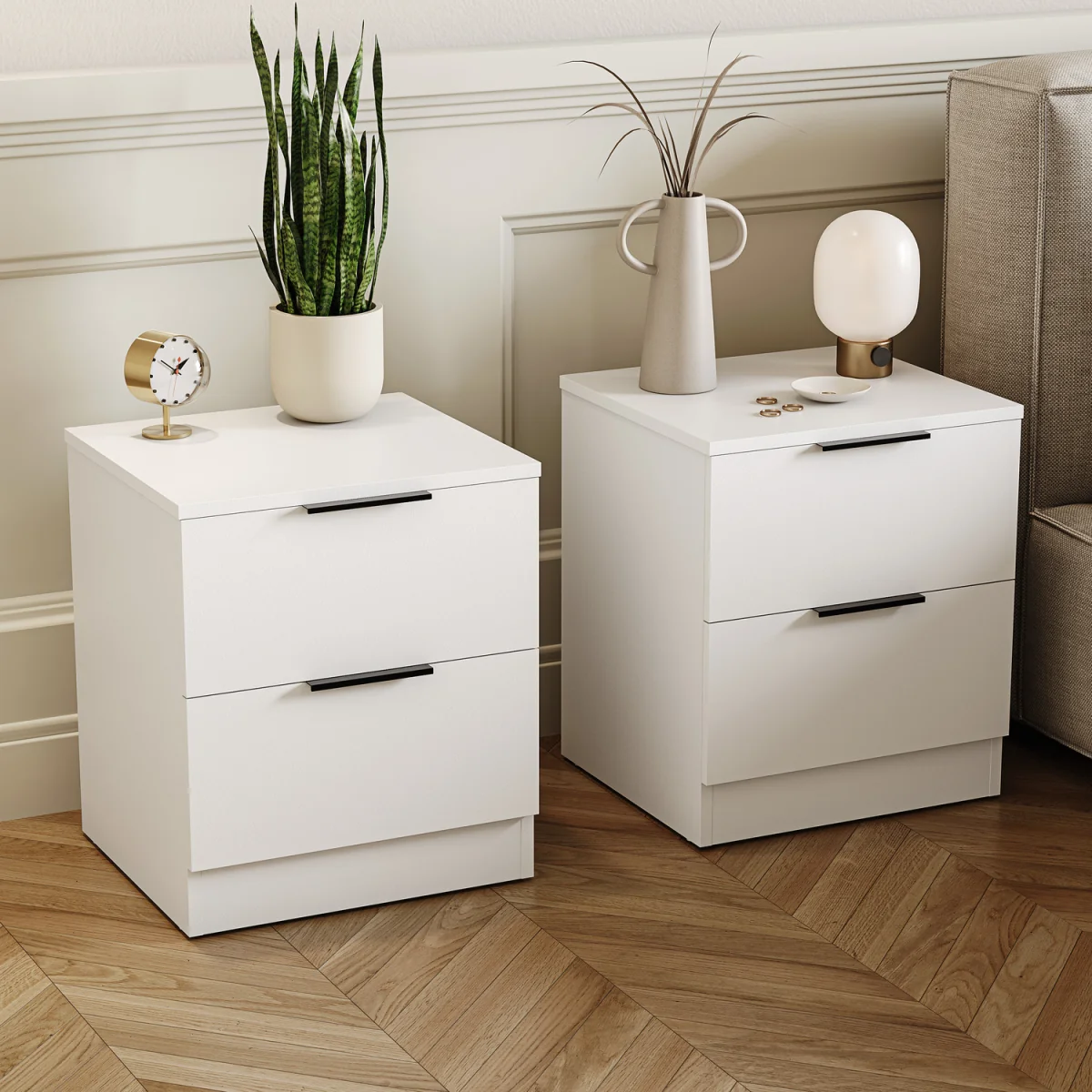 Trega 2 Drawer Bedside Chest - White – image 2