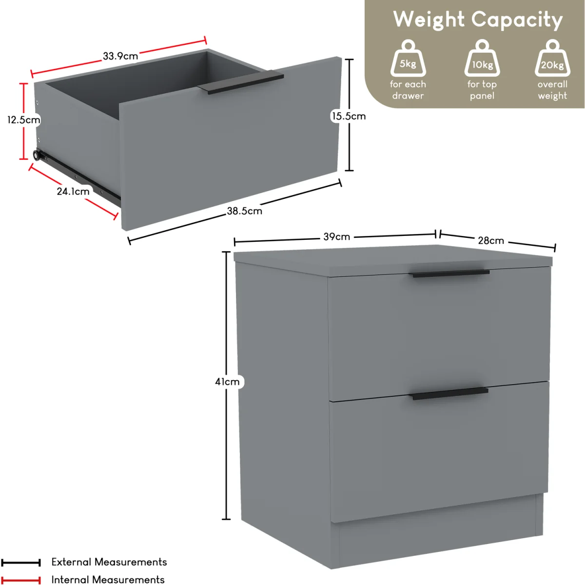 Trega 2 Drawer Bedside Chest - White – image 11