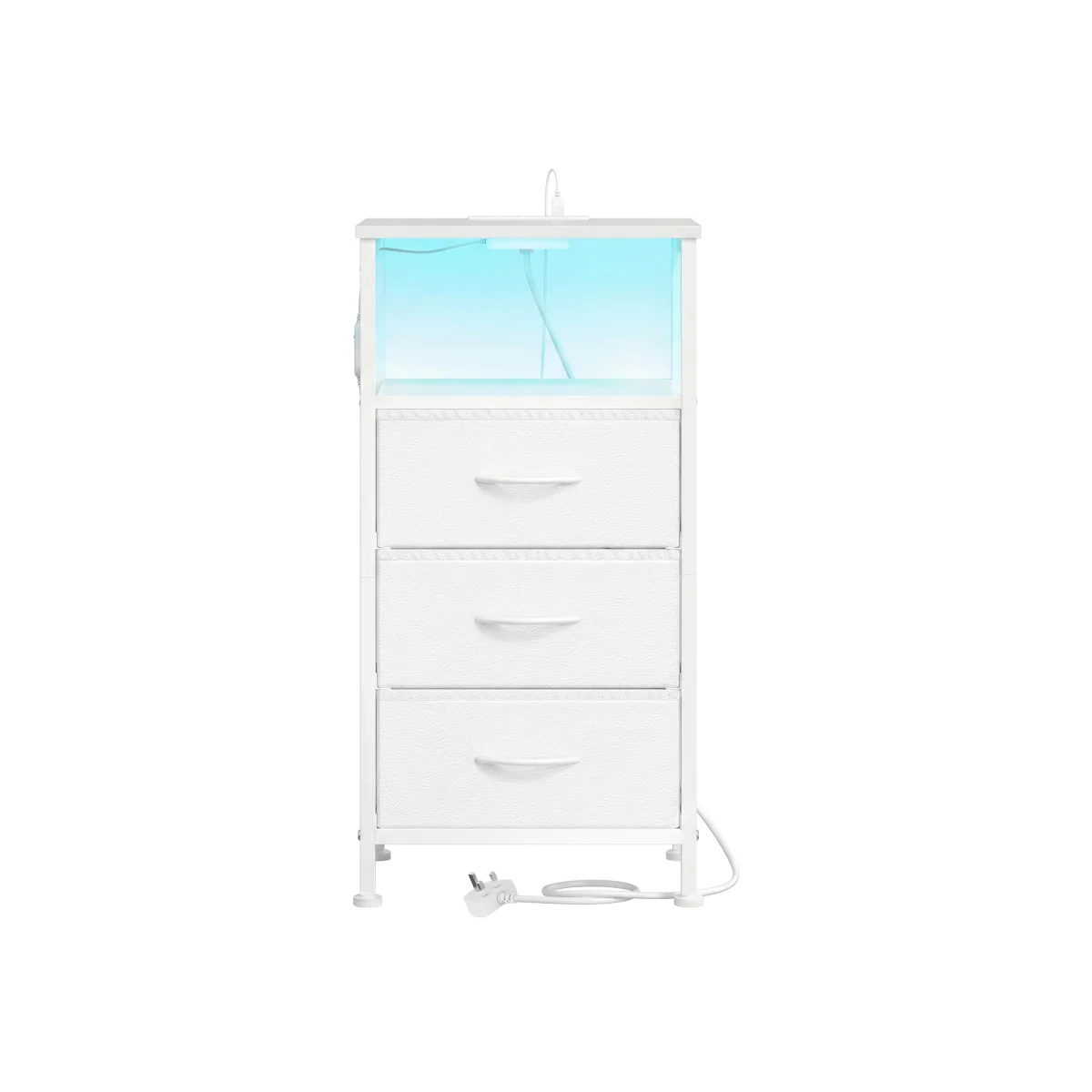 Two LED charging bedside tables with drawers - white – image 1