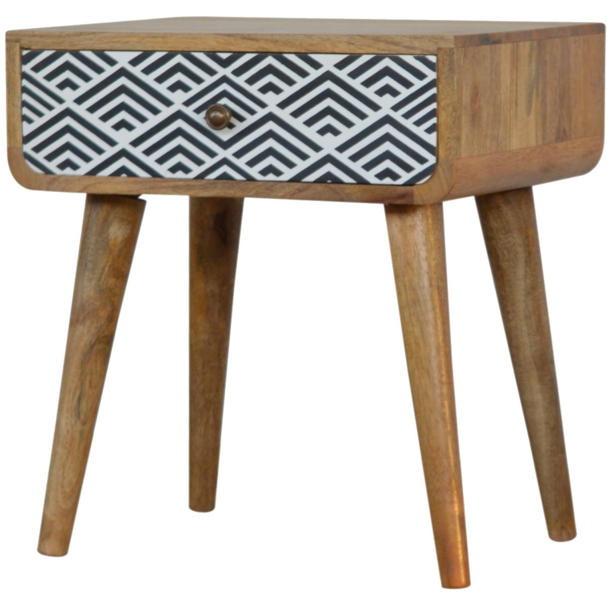 Monochrome Print Wood Bedside Table - Black – image 2