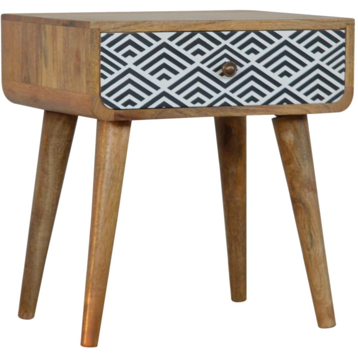 Monochrome Print Wood Bedside Table - Black – image 3