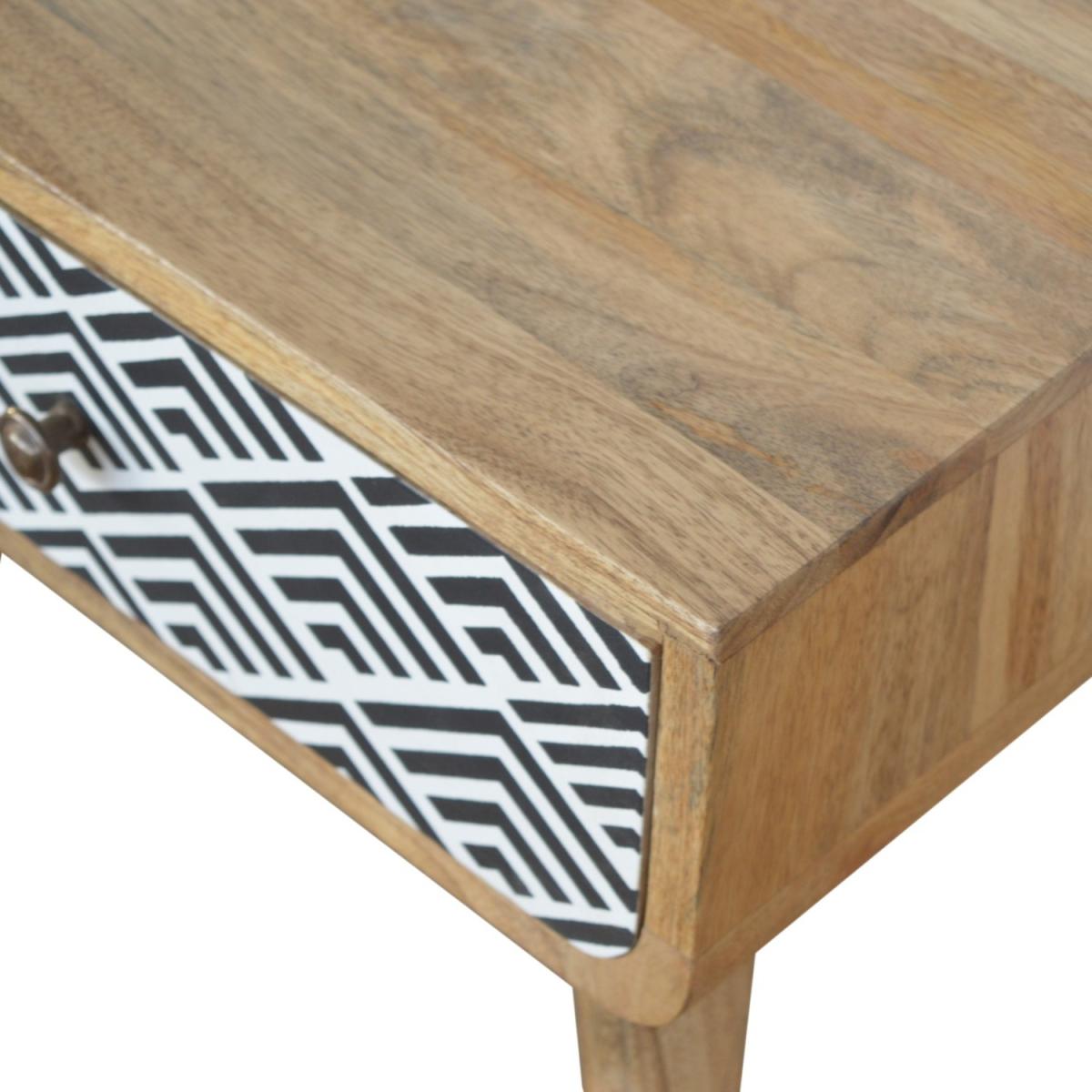 Monochrome Print Wood Bedside Table - Black – image 5