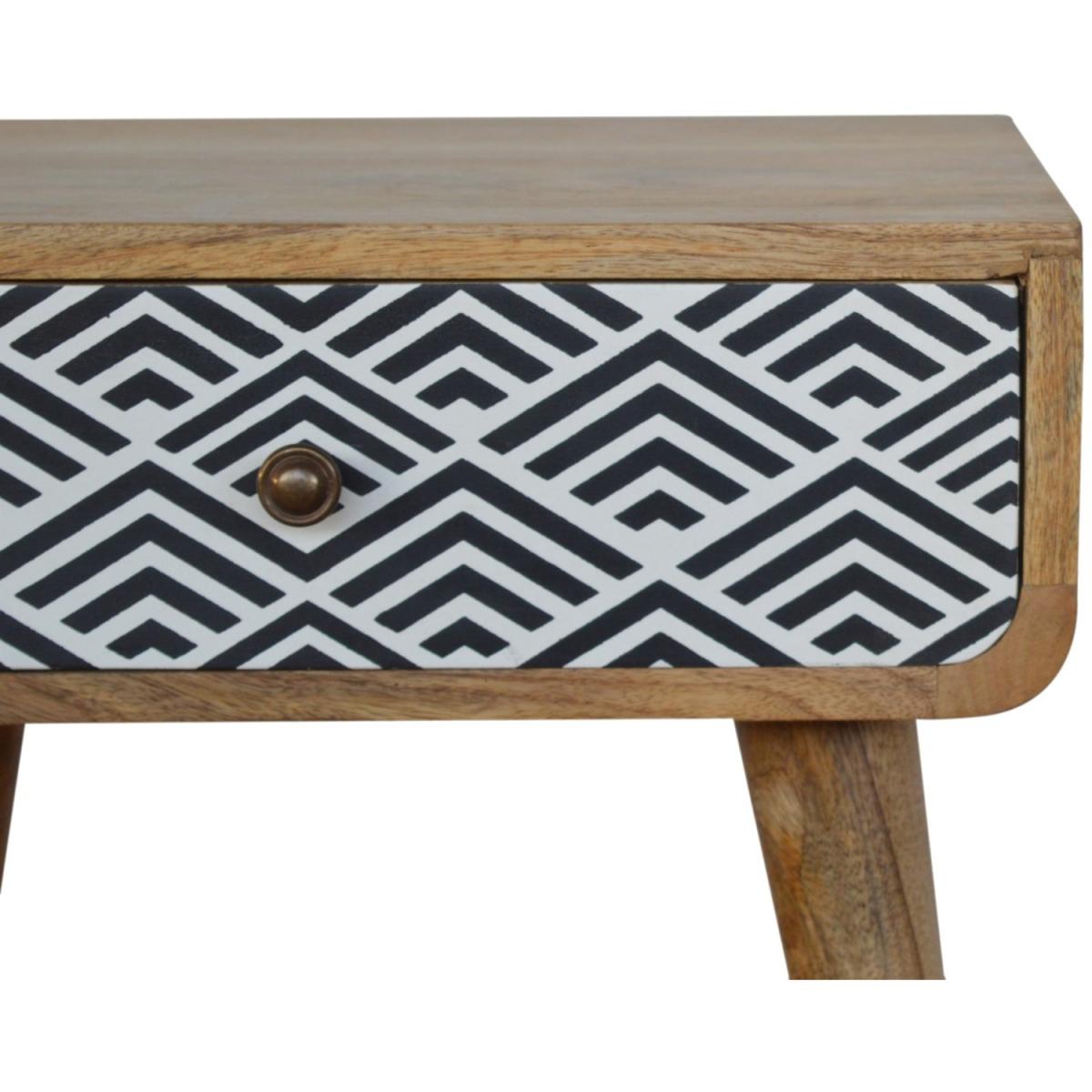 Monochrome Print Wood Bedside Table - Black – image 6