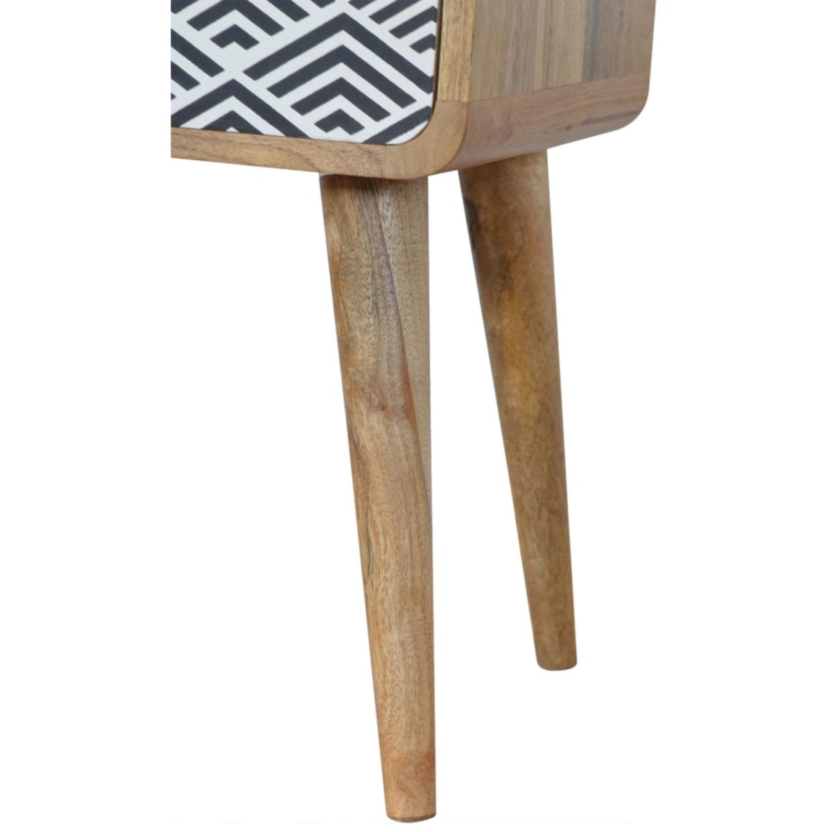 Monochrome Print Wood Bedside Table - Black – image 7