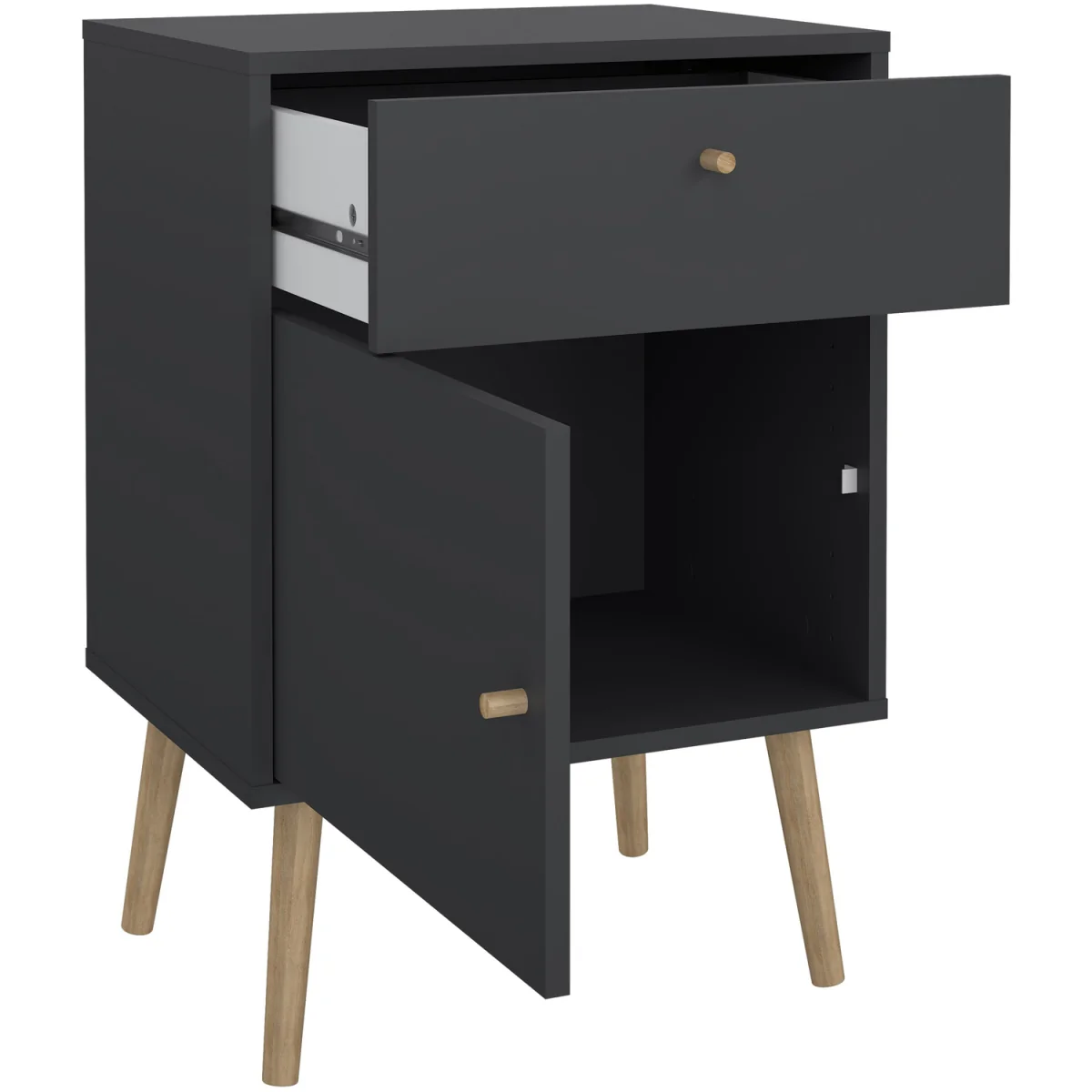 Cumbria Nightstand 1 Door + 1 Drawer Dark Grey - Dark Grey – image 5