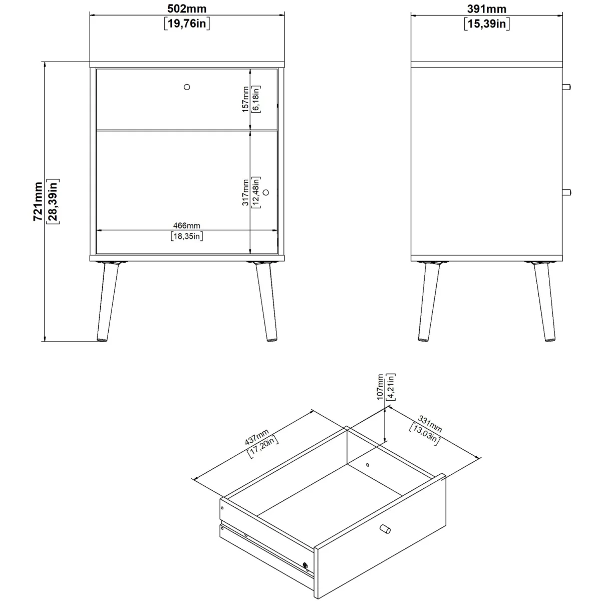 Cumbria Nightstand 1 Door + 1 Drawer Dark Grey - Dark Grey – image 7