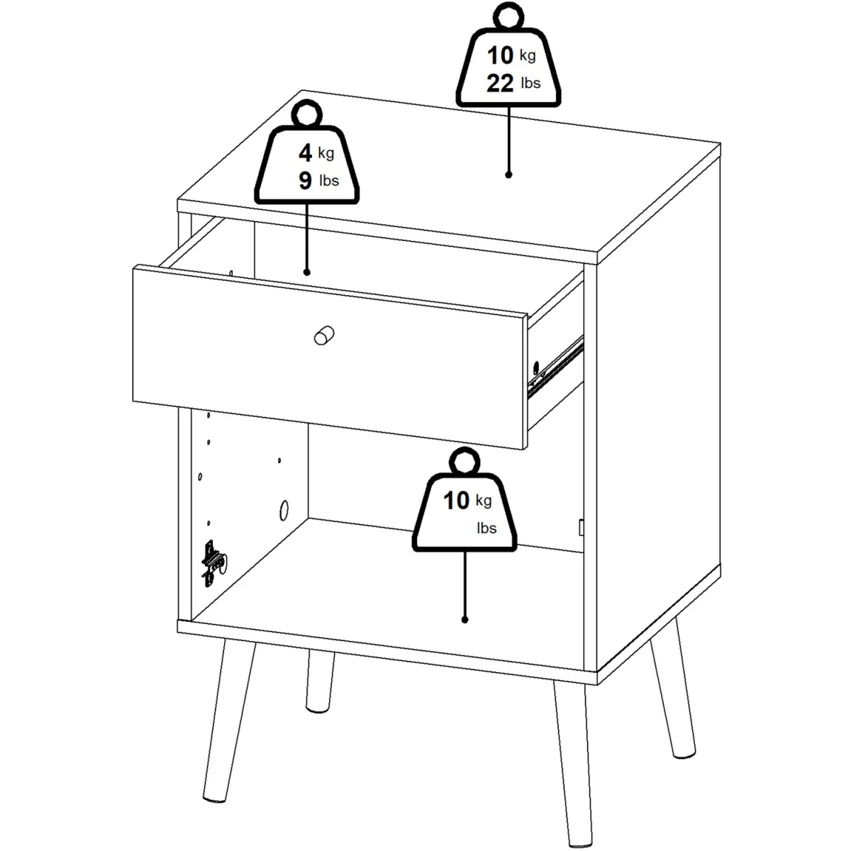 Cumbria Nightstand 1 Door + 1 Drawer Dark Grey - Dark Grey – image 9