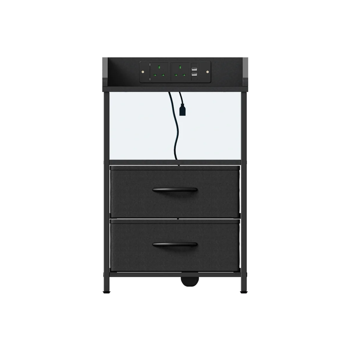 Black Bedside Table with LED and Charging - Black – image 1